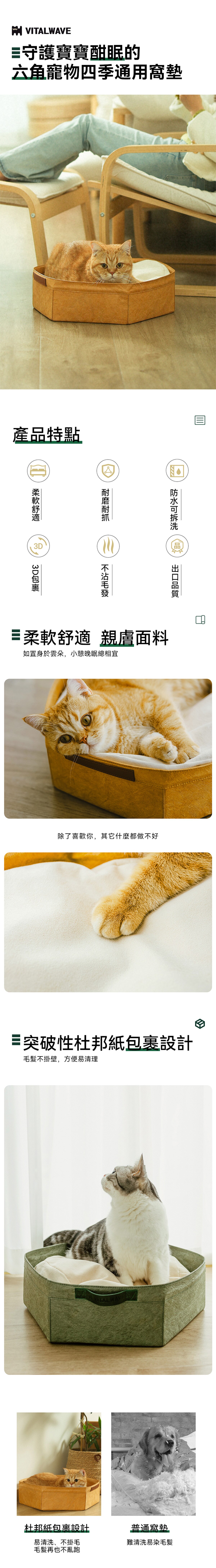 VITAL WAVE 六角宠物四季通用窝垫